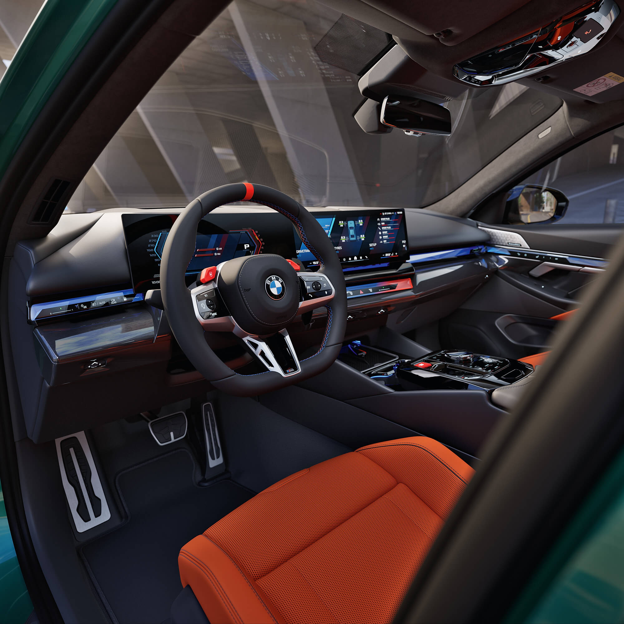 Nya BMW M5 2026 inredning interiöst sportig
